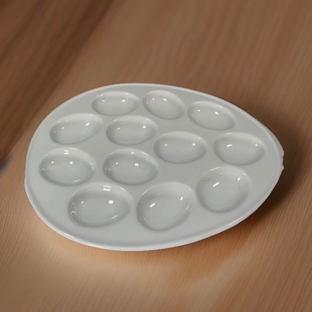 Egg Plate White Ceramic 12 Well Appetizer Serving Dish Party Holidays Cellar